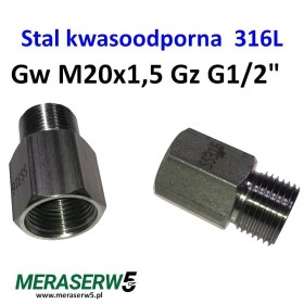Gw M20x1,5 Gz G1/2 SS316L 40mm